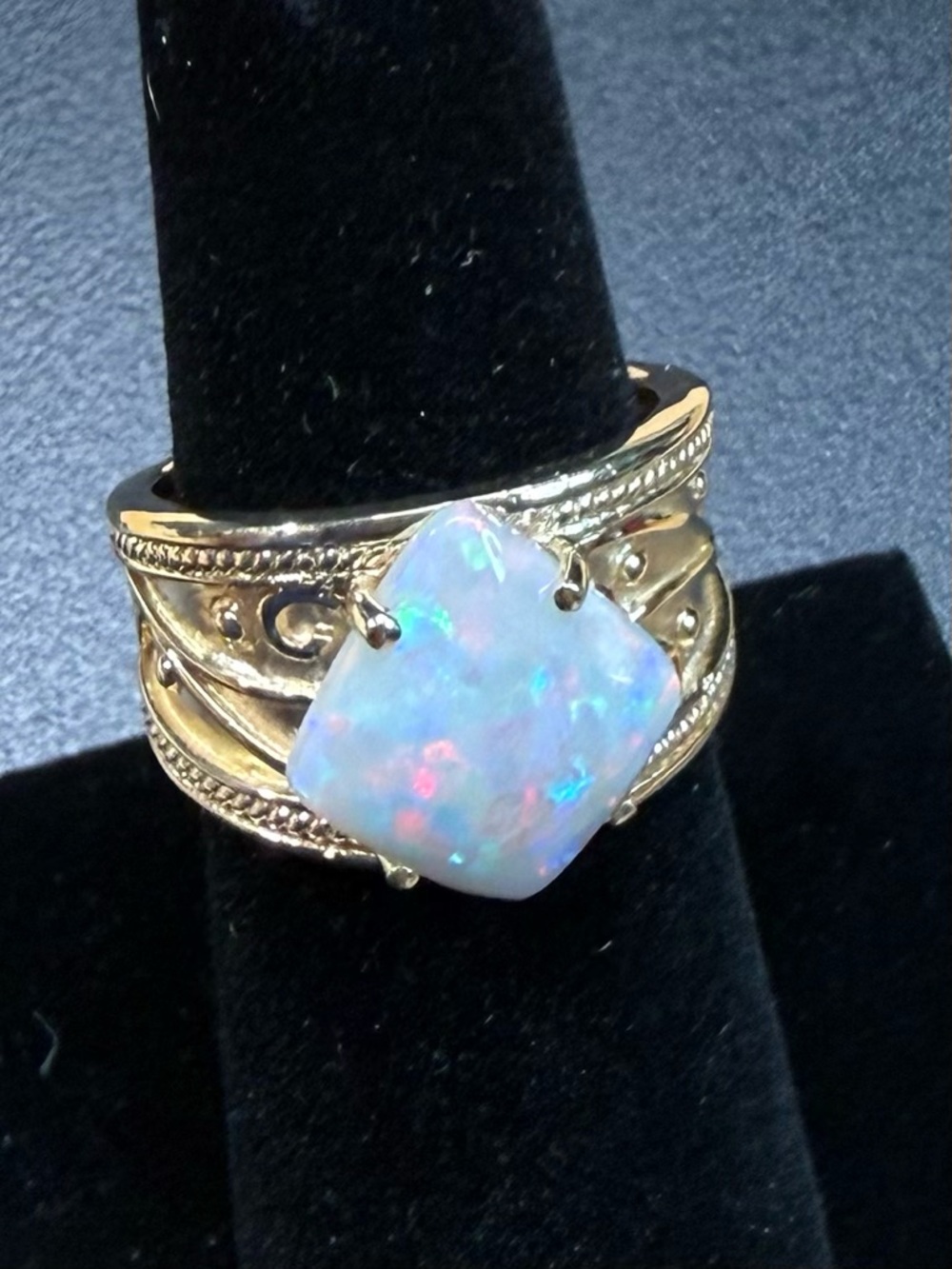 14k Gold Australian Opal Statement Ring - Picture 7 of 13